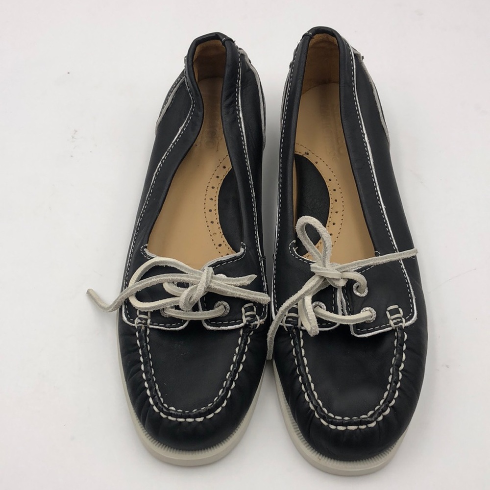 NWOB Sebago Docksides Black Leather Boat Deck Shoes